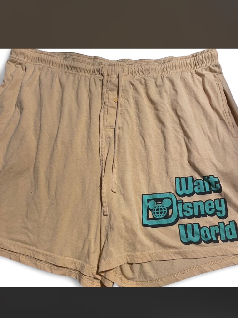 Walt Disney World Graphic Yellow Shorts Comfy Button Drawstring Boxer